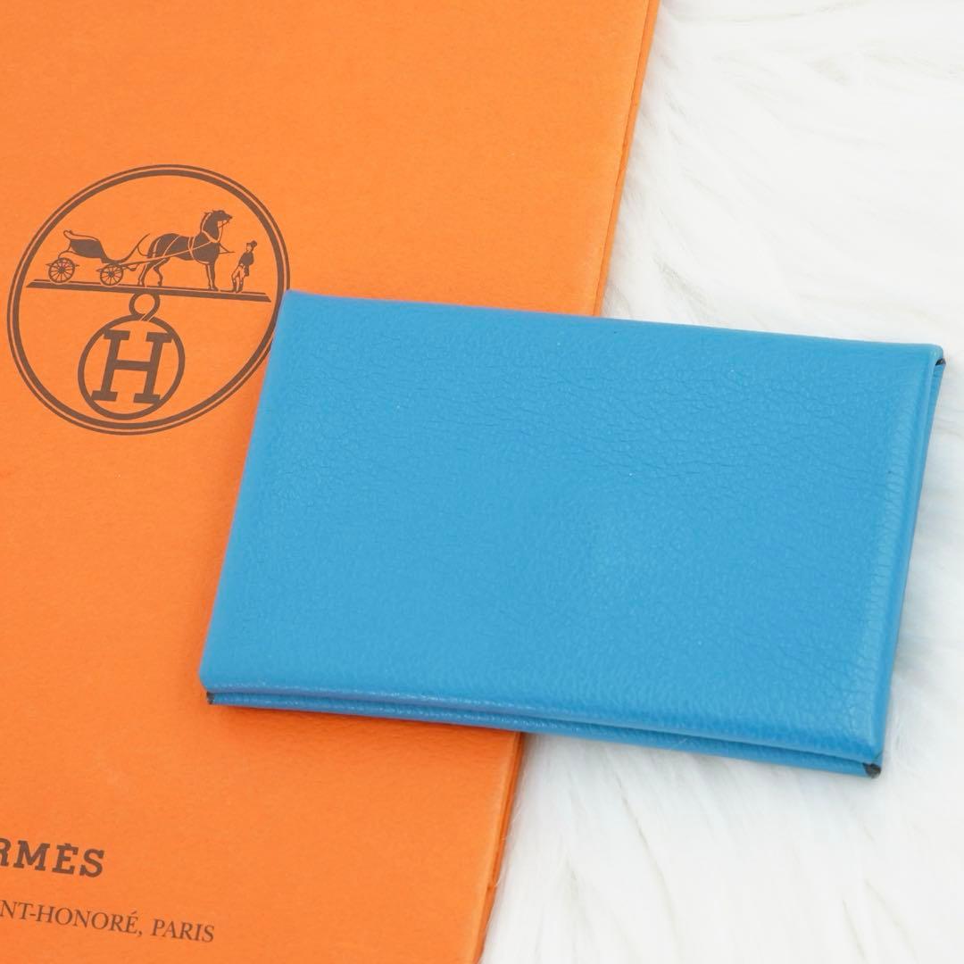 未使用品　HERMES エルメス　小銭入れ　ケース　ガルヴィ　ブルージーン