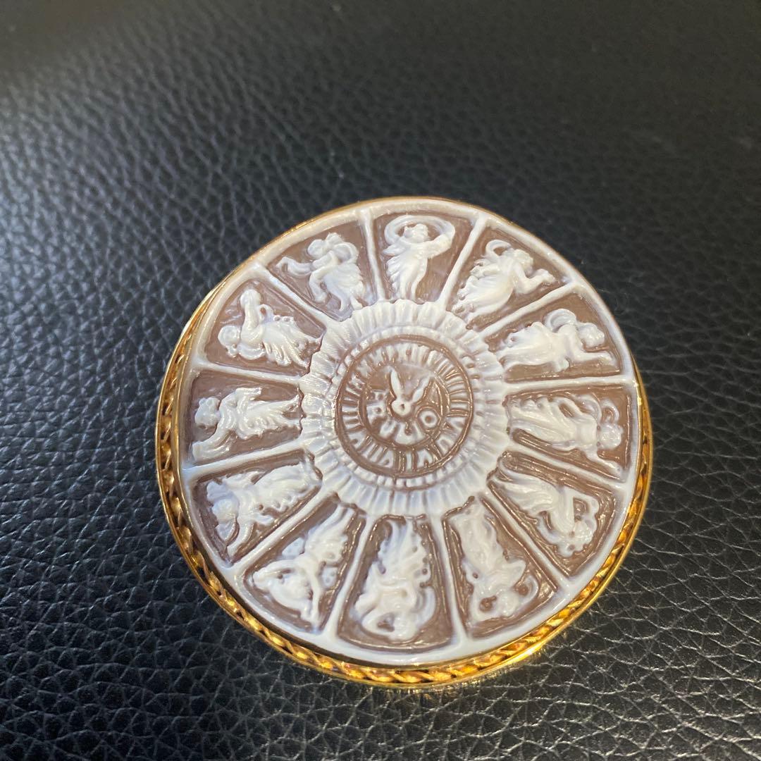 K18枠❤️カメオブローチ 十二星座 ヴィンテージ 一点物 貴金属 アンティーク