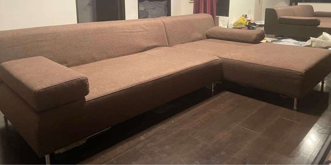 シモンズ　レテュ　カウチソファ　ブラウン L字型ファブリックソファ