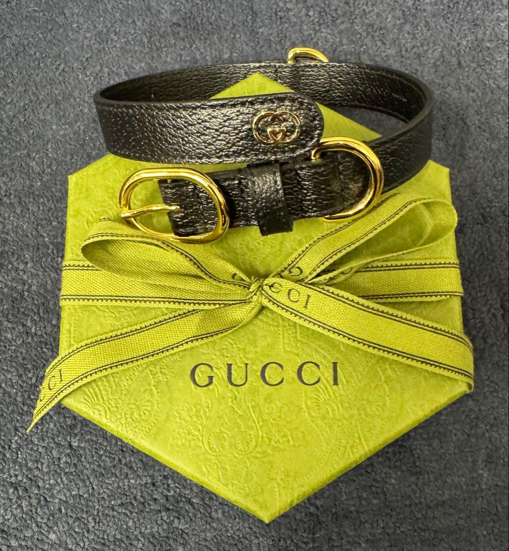 【新品未使用】 グッチ GUCCI 犬用首輪 ブラック S