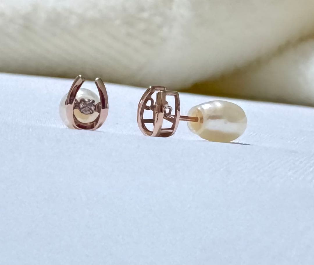 【K10 ダイヤ】ダンシングストーン　ピンクゴールドピアス