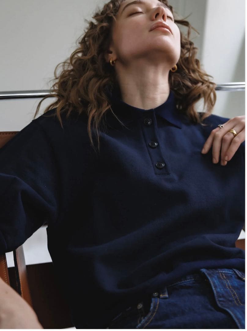 新品タグ付き★soyy. Almond polo ネイビー