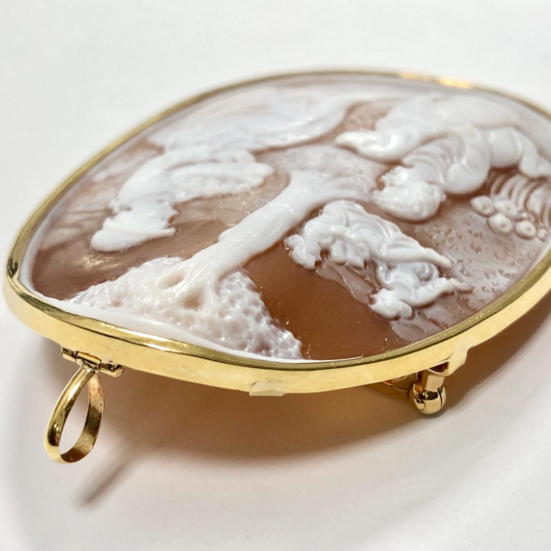 ◆シェルカメオ◆K18◆ペンダント◆ブローチ◆東京三越◆子犬◆