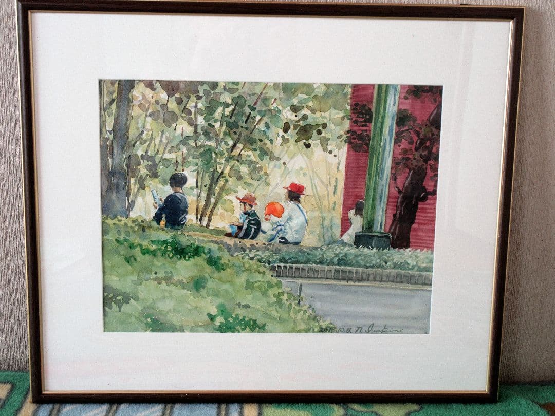 水彩画「一休み」