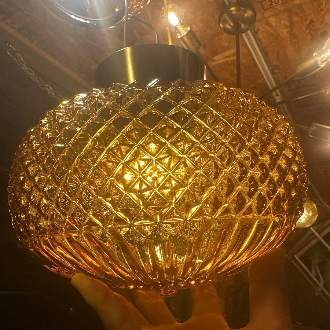 オールド照明　アンバー　昭和レトロ　壁付け　飴色　ヒカリ照明　アンティーク