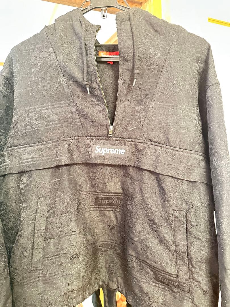 Supreme ブラック プルオーバージャケット