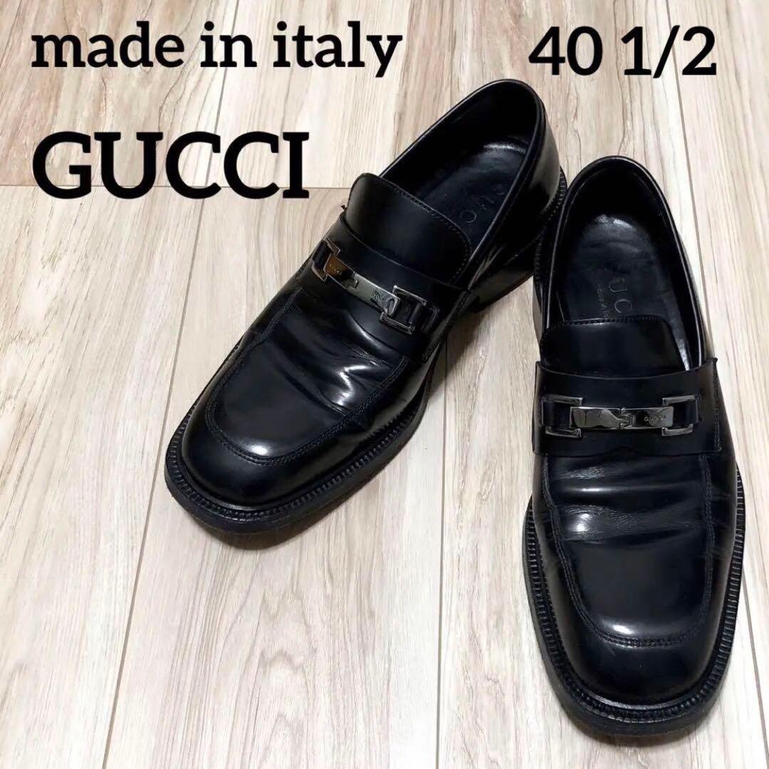 GUCCI ビットローファー プレートロゴ　革靴　レザー　ビジネスシューズ