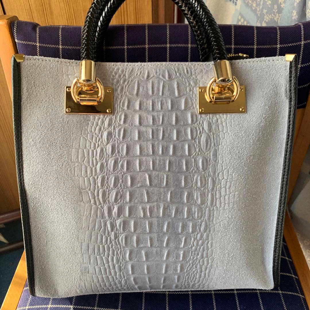 chikcc スカイブルー　牛革ショルダーバッグ 編み込みハンドル