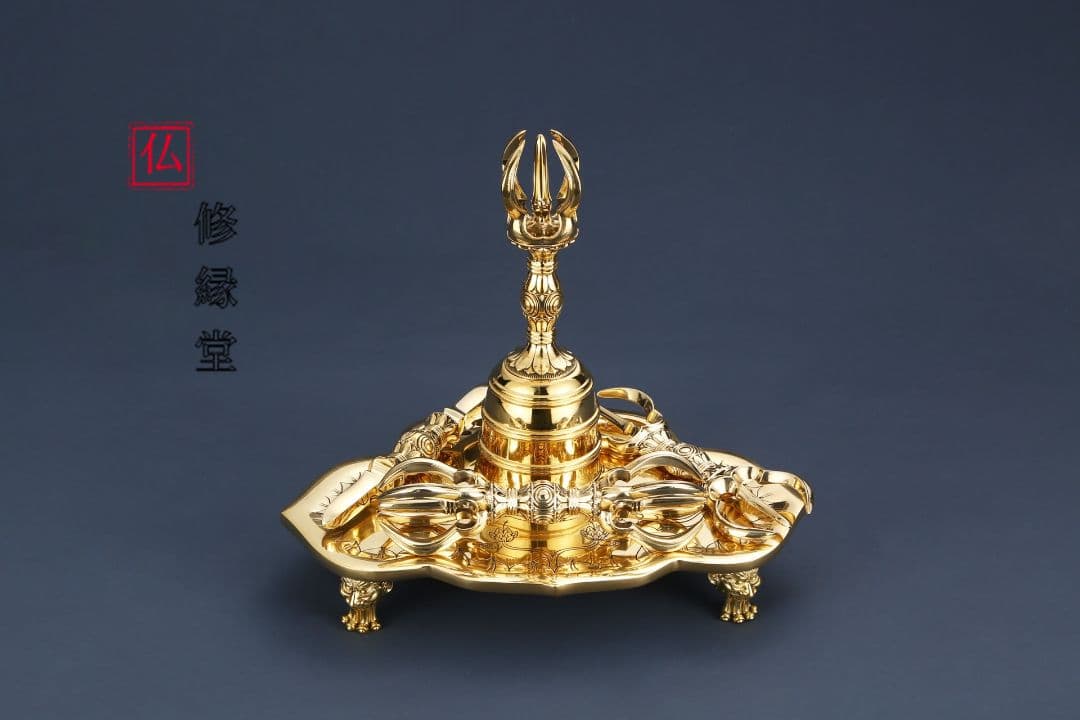 【修縁堂】仏教法具 飛行鈴鈷杵盤五点です 金剛降魔法器仏具