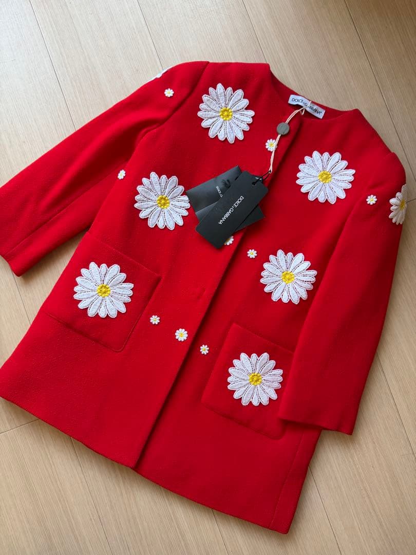 DOLCE&GABBANA 花柄刺繍 赤 コート