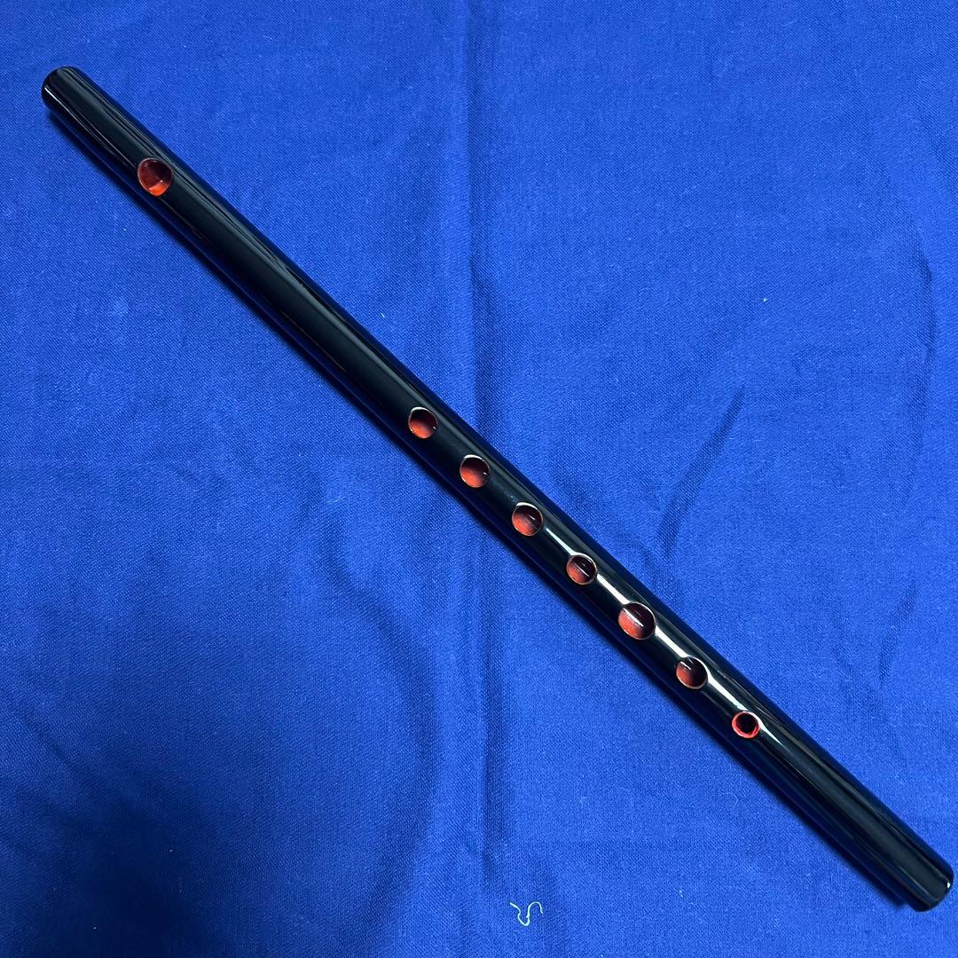 篠笛丸山 9本半調子 唄物 黒漆塗 笛袋付