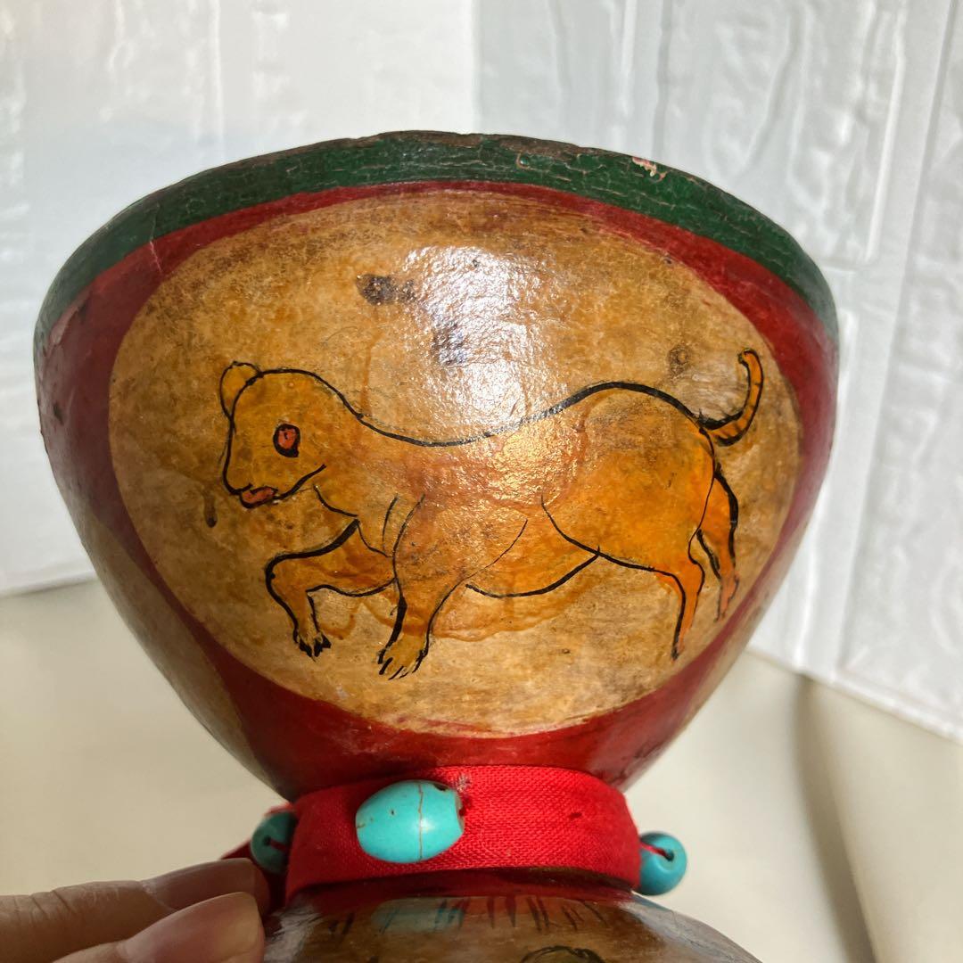 小太鼓 中国 骨董 干支 動物 太鼓 打楽器 アンティーク