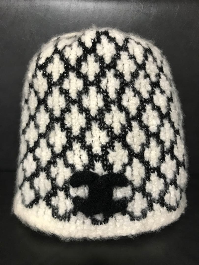美品　シャネル　CHANEL カシミヤ　ニット帽　ココ