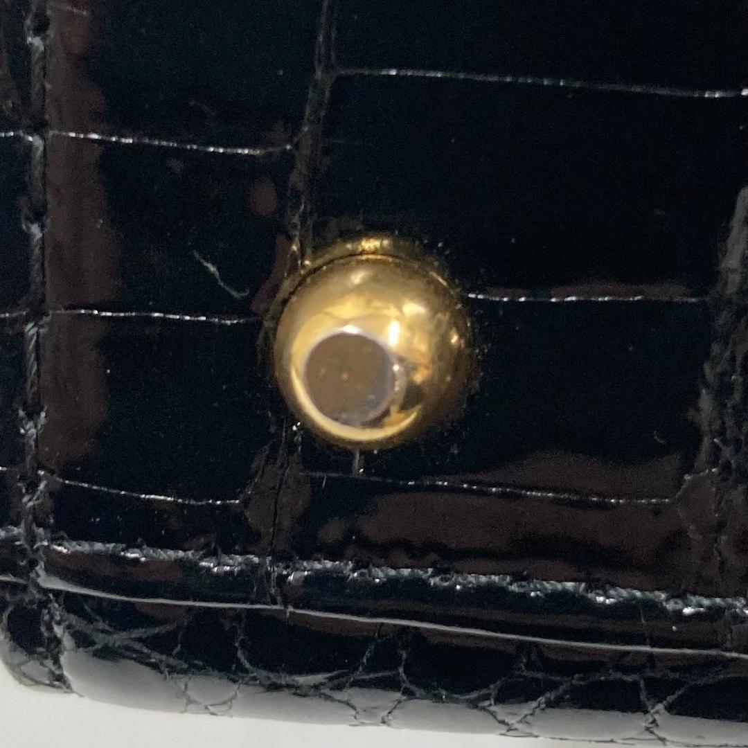 美品 クロコダイル　ハンドバッグ　高級　ゴールド金具　ブラック