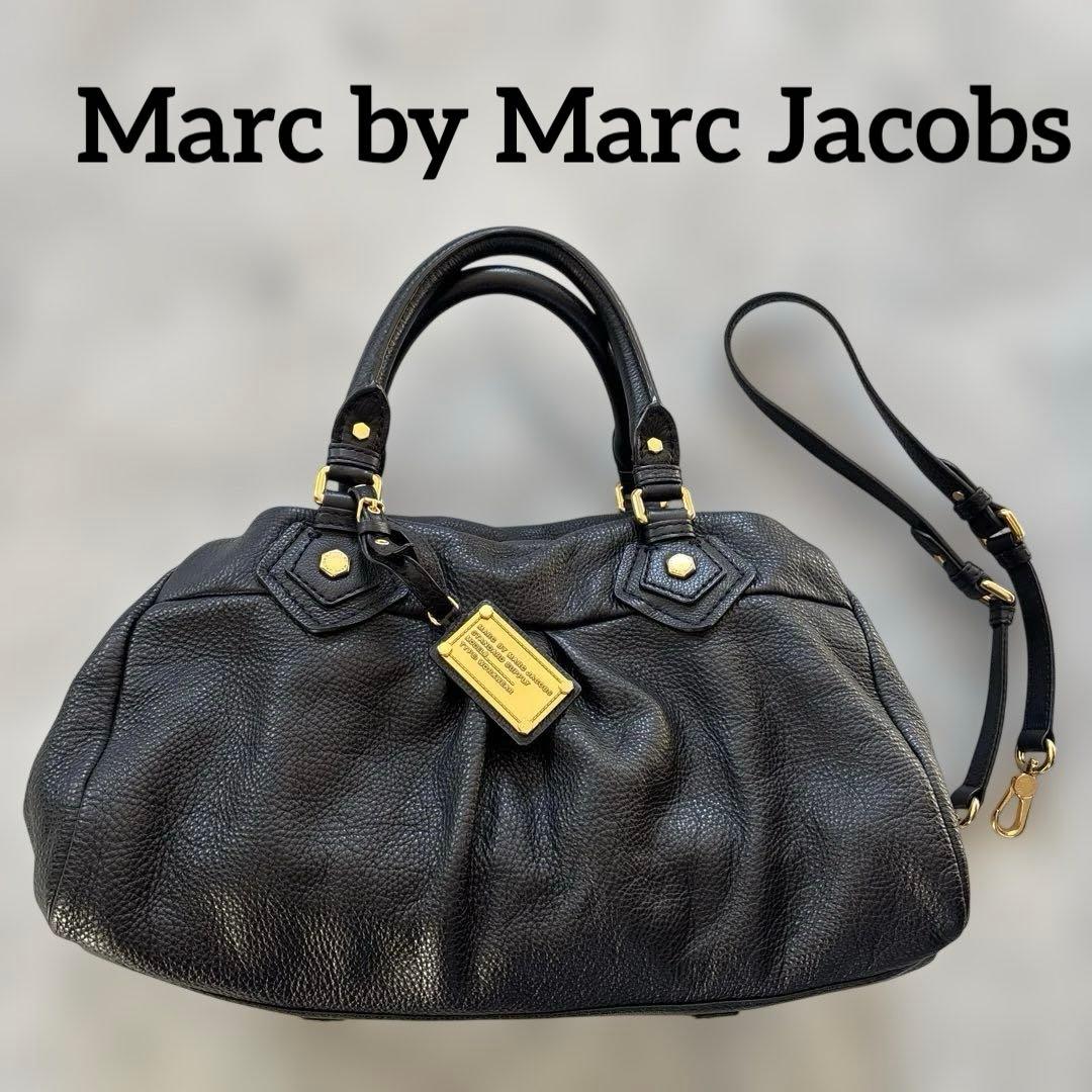 マークバイマークジェイコブス　黒 レザー ショルダーバッグ ゴールド金具