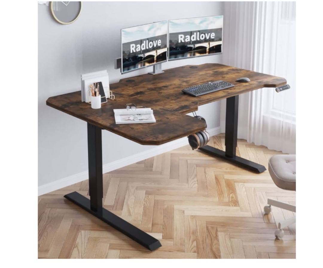 パソコンデスク 電動昇降式 デスク 幅150CM×奥行101CM 電動式