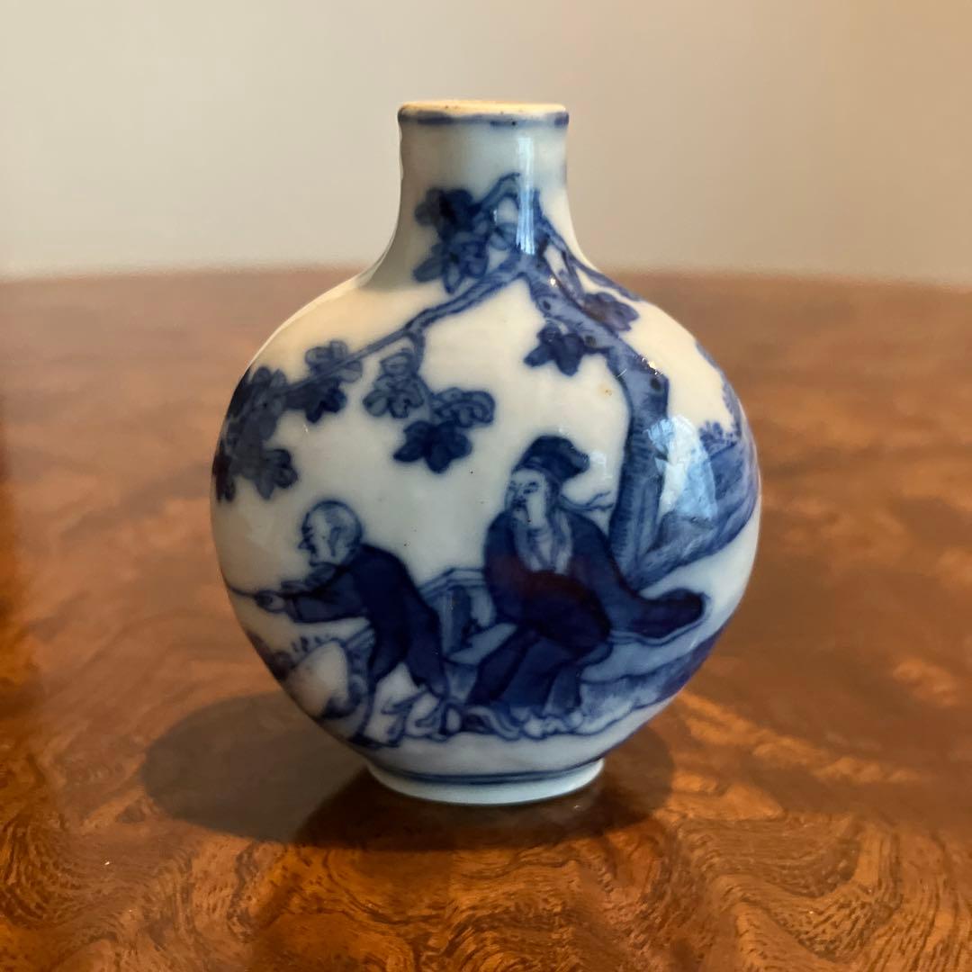 中国　染付　スナッフボトル