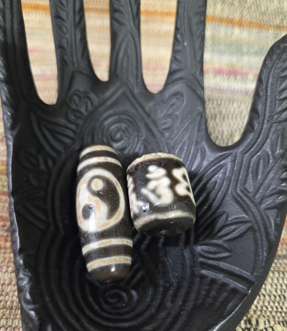 890 天珠　六字真言天珠　梵字　太極天珠　dzibeads　2個セット！