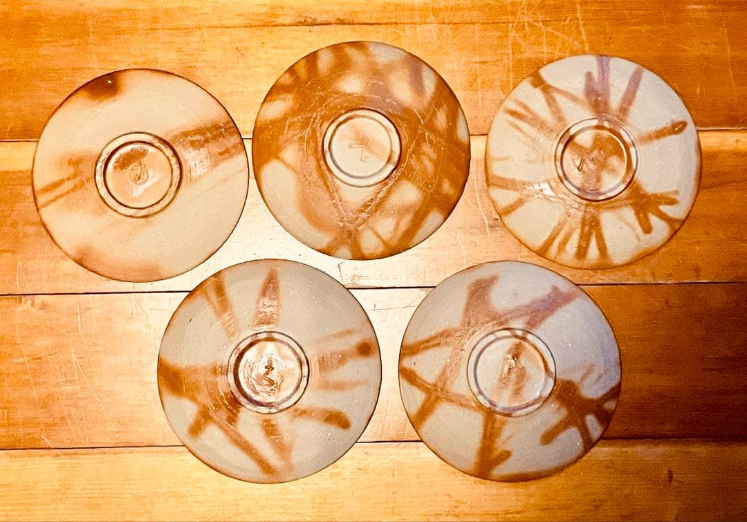 備前　緋襷（ひだすき）　窯変皿 5枚セット