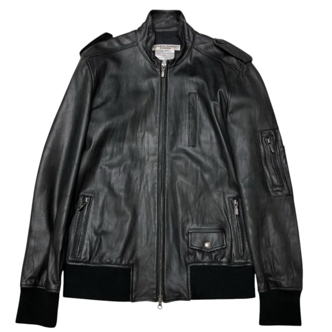 KATHARINE HAMNETT ラムレザー シングルライダース ブラック L