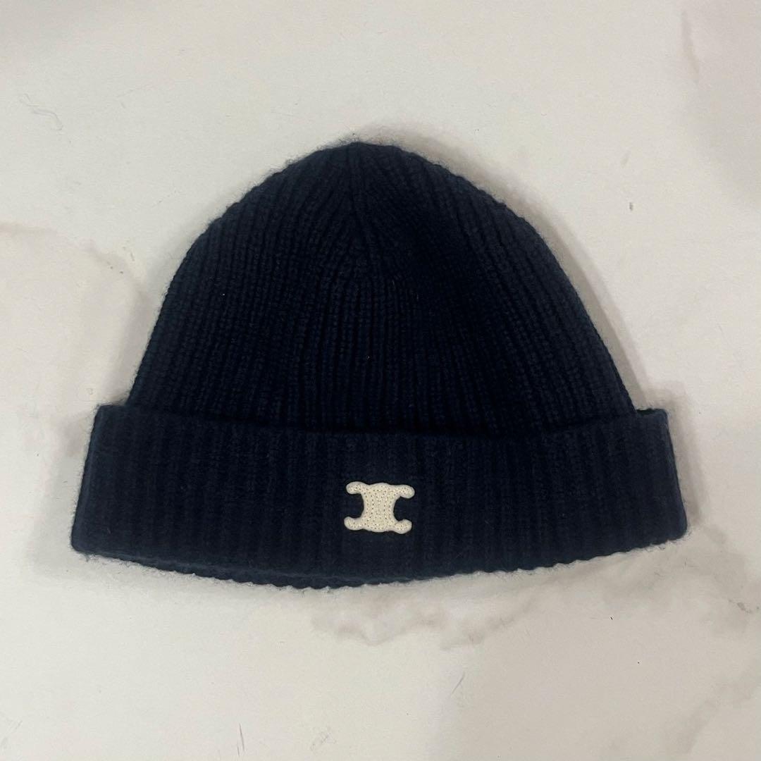 CELINE セリーヌ　ネイビー ニット帽　ビーニー　帽子