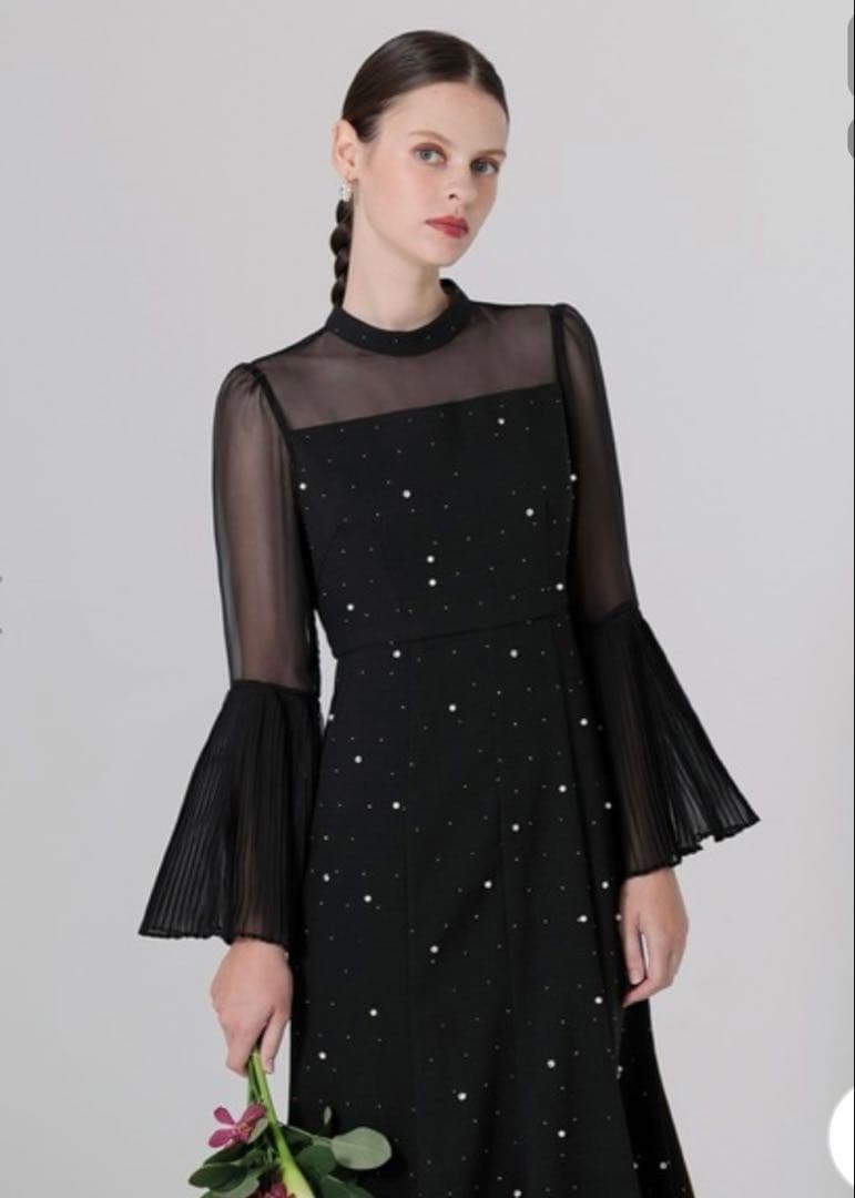 Leja 長袖ドレス黒　結婚式お呼ばれドレス