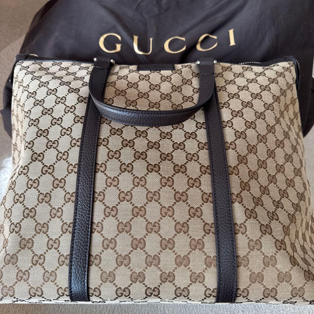 GUCCI GGキャンバス トートバッグ ベージュ/ブラウン