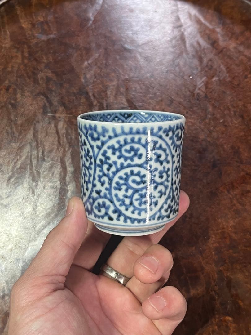 古伊万里　覗き猪口　のぞき猪口　蛸唐草　大振　無傷完品　唐草　民藝　民芸　唐草