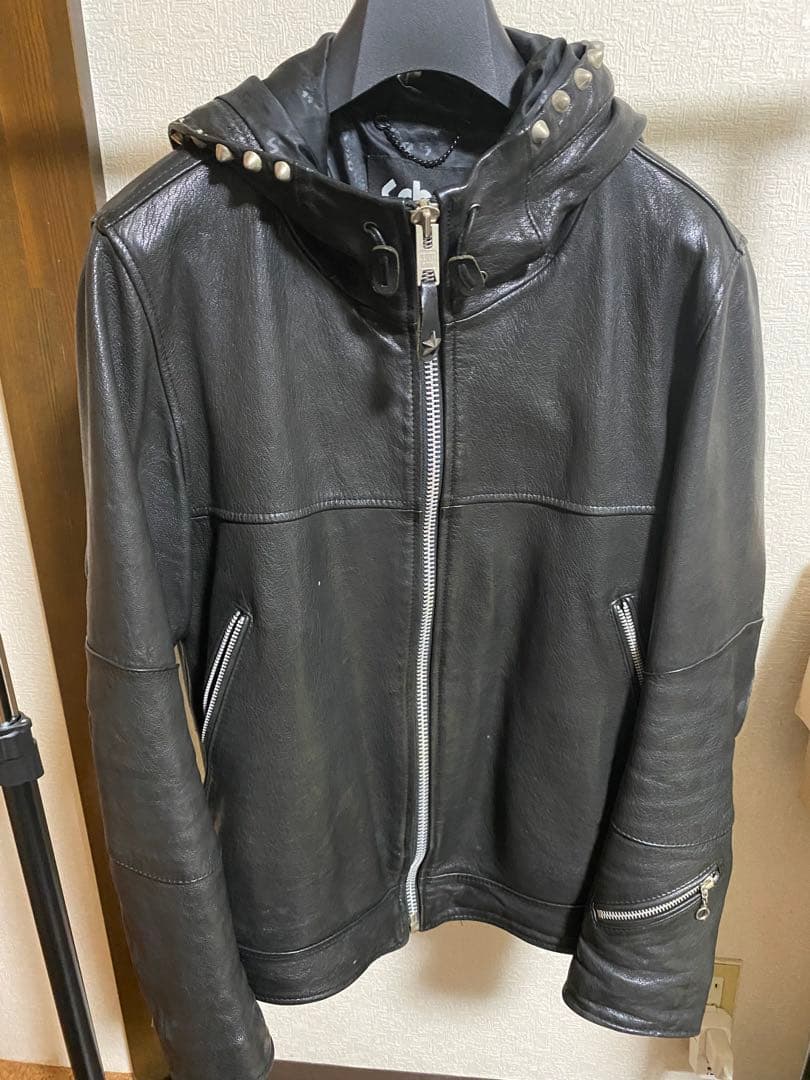 1 Schott フード付きライダース　シープスキン