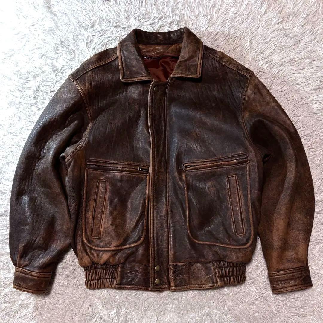 やは✨00s A2 leather jacket brown y2k