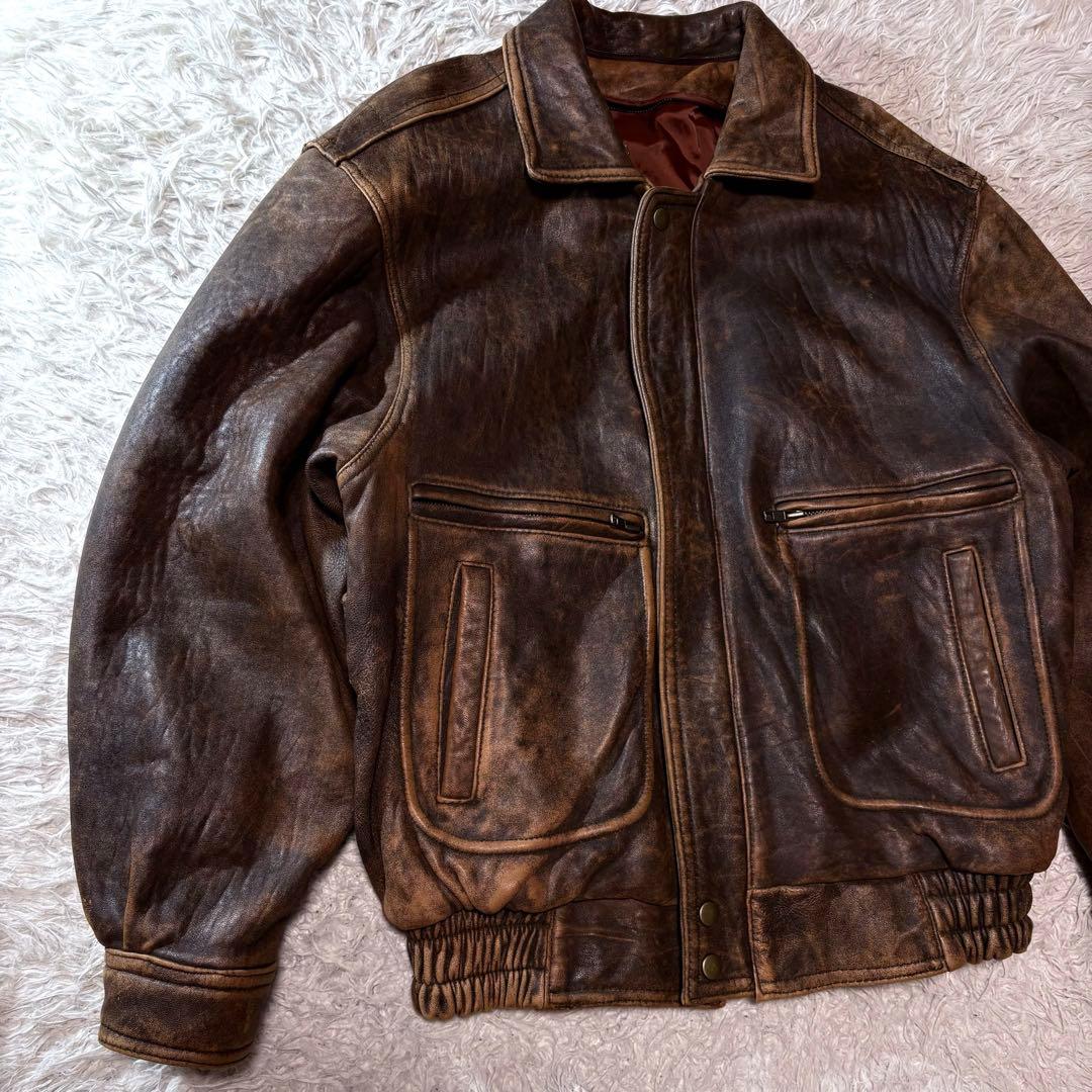 やは✨00s A2 leather jacket brown y2k