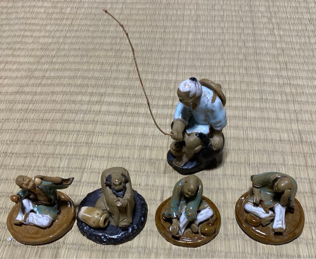 老人　飾り　焼物　外国　釣り　お酒　工芸品　陶芸