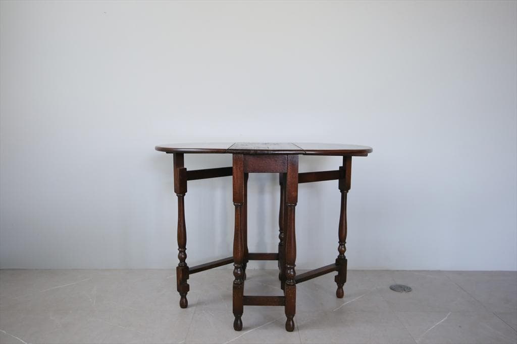 英国アンティーク木製ゲートレッグテーブル/ダイニング机バタフライ(89-118)