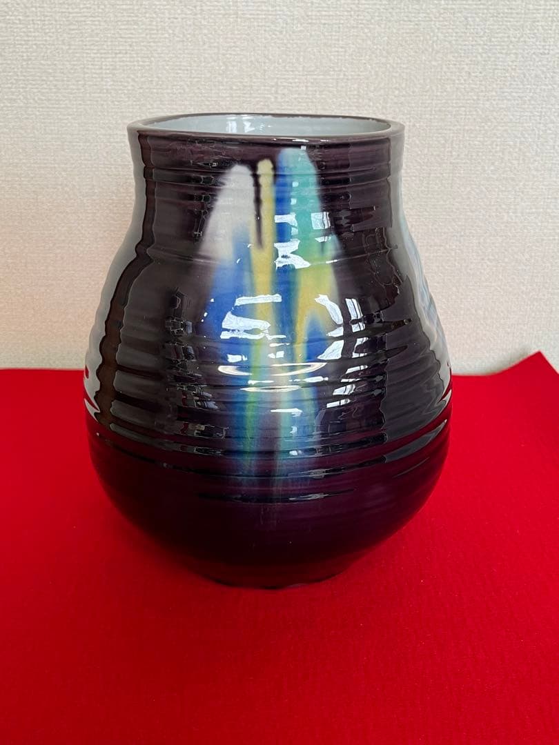 【大型作品】柳雨軒 三代 人間国宝 徳田八十吉  (正彦銘) 花入 管理T182