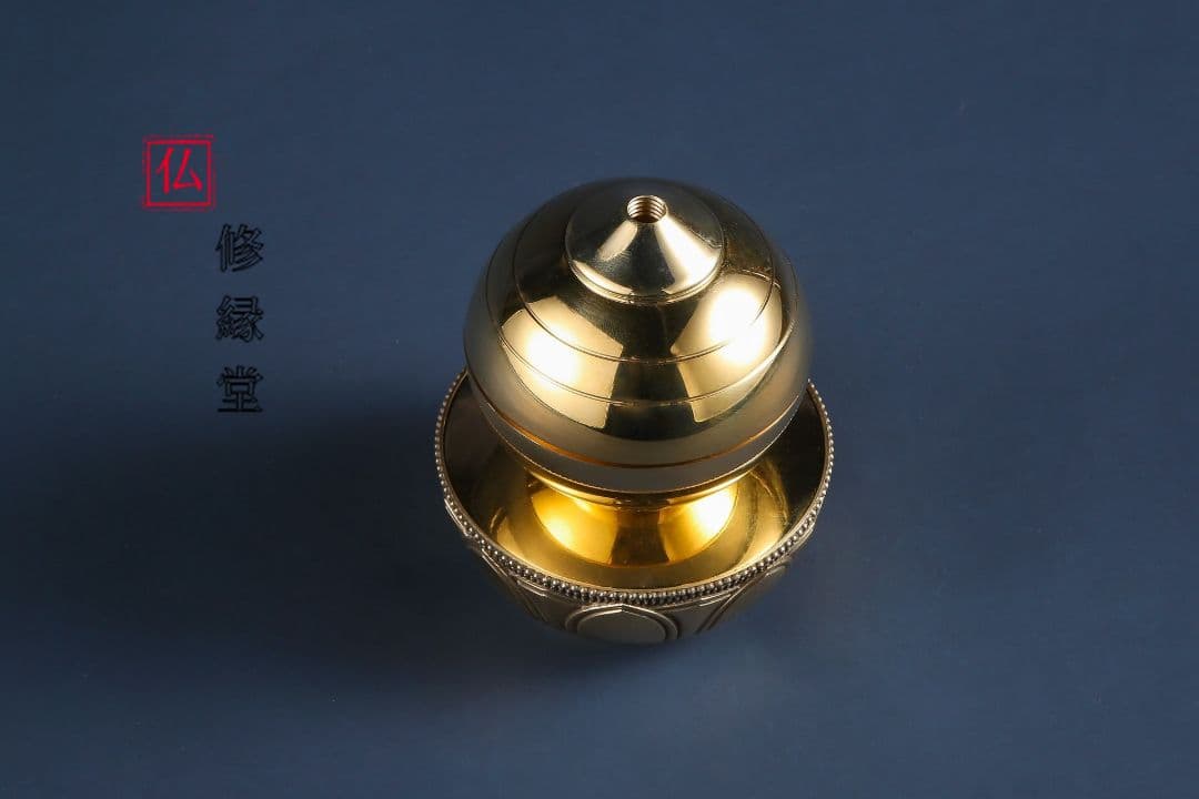 【修縁堂】 真鍮製 真言密教 仏具 摩宝珠壇灯一対 金剛降魔法器仏具