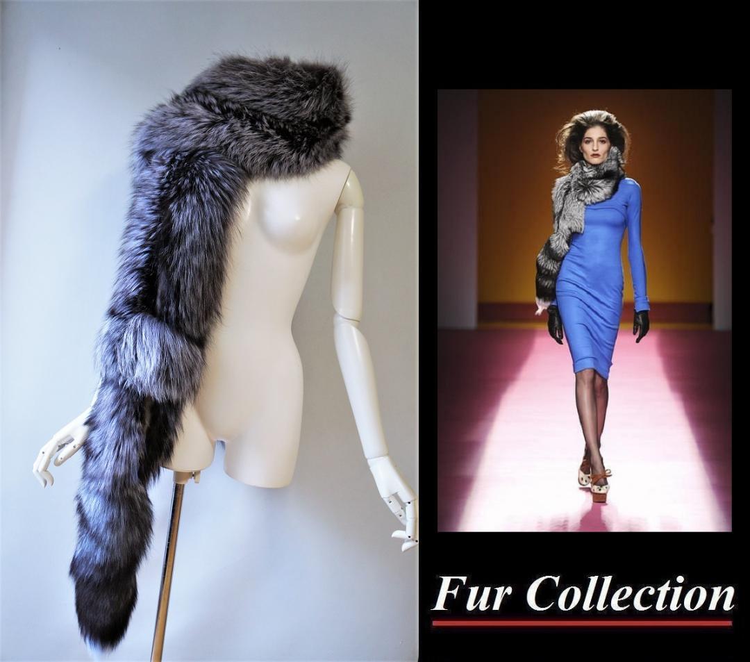 街中で風を切って歩きたい☆フォックスファーストール新品毛皮ショールロングマフラー