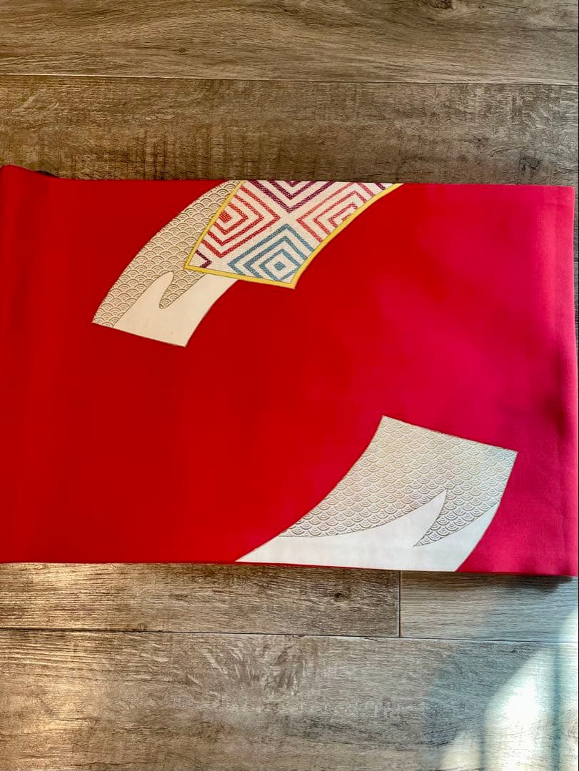 高島屋 花柄 小紋 着物（はぎれ付）と帯・帯揚げ・帯締セット