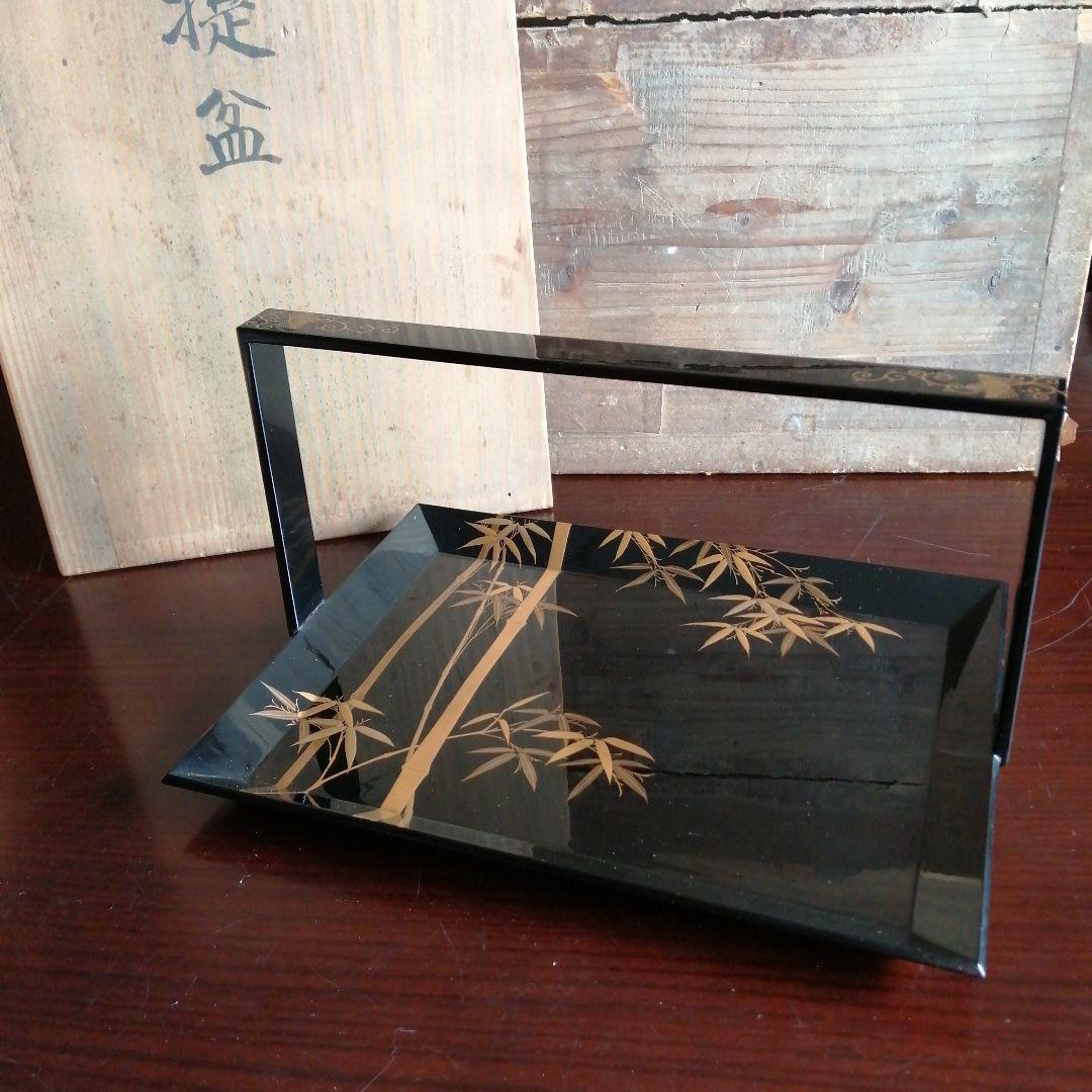 京漆器　長野横笛　金蒔絵提盆　江戸後期