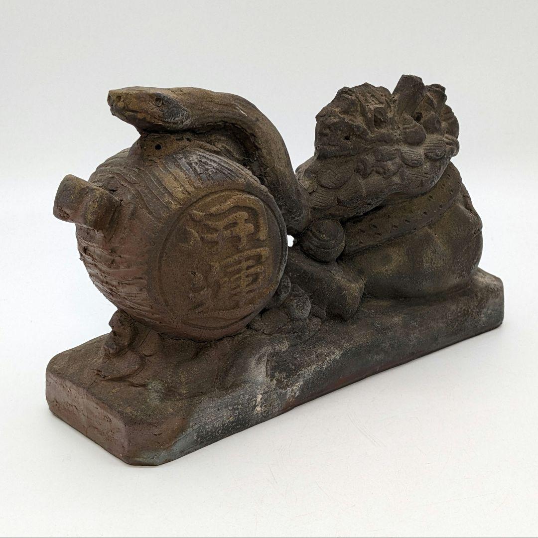 西川政美 備前焼 巳置物 ヘビ 蛇 打ち出の小槌 細工物 金運 財運 インテリア