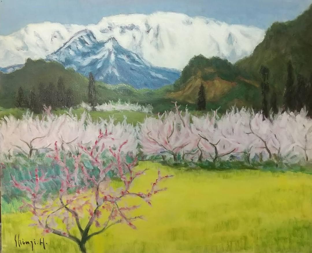 油絵 F15「早春」1984 油彩画 絵画