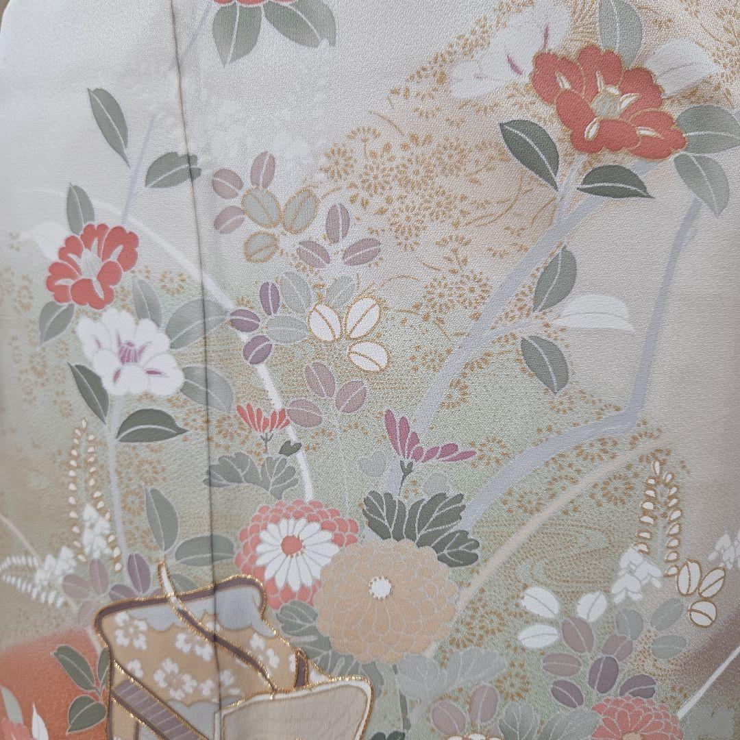 訪問着4点フルセット、着物、袋帯、帯締め、帯揚げ