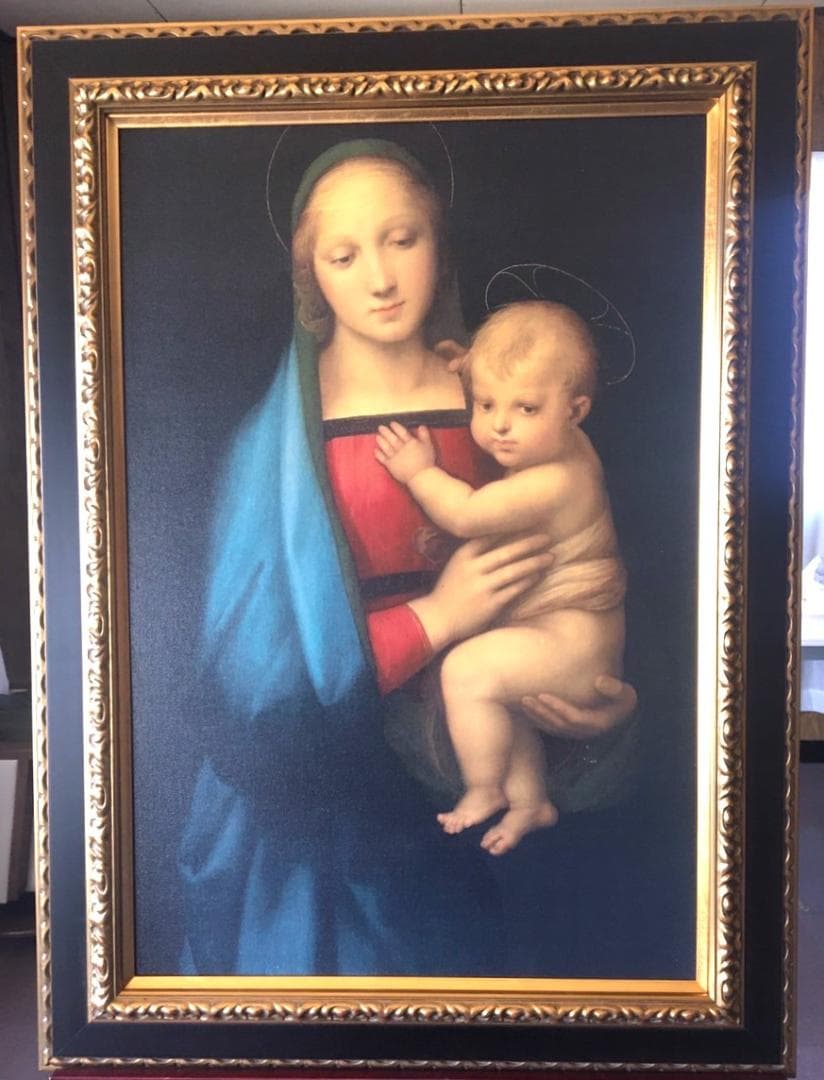 ラファエロ 「大公の聖母」 印刷画 額縁付き 額縁 額装 金縁