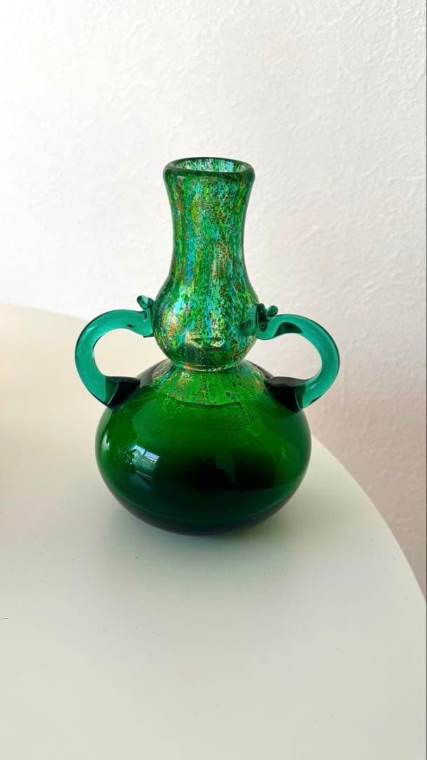 津軽びいどろ 花器（新緑）大川薫工房