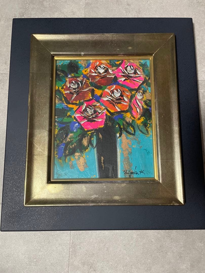 川島美依子|川島見依子|ばら|キャンバスに油彩 F3号|サイン有