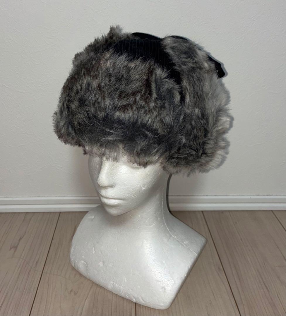 M 新品 KANGOL トラッパーキャップ ロシア帽 ファー ブラック グレー