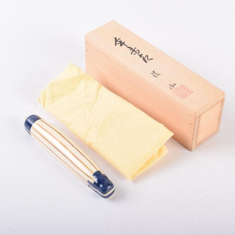 茶道具　栗田焼　岡田佳山作　傘香合　共箱　V　8468