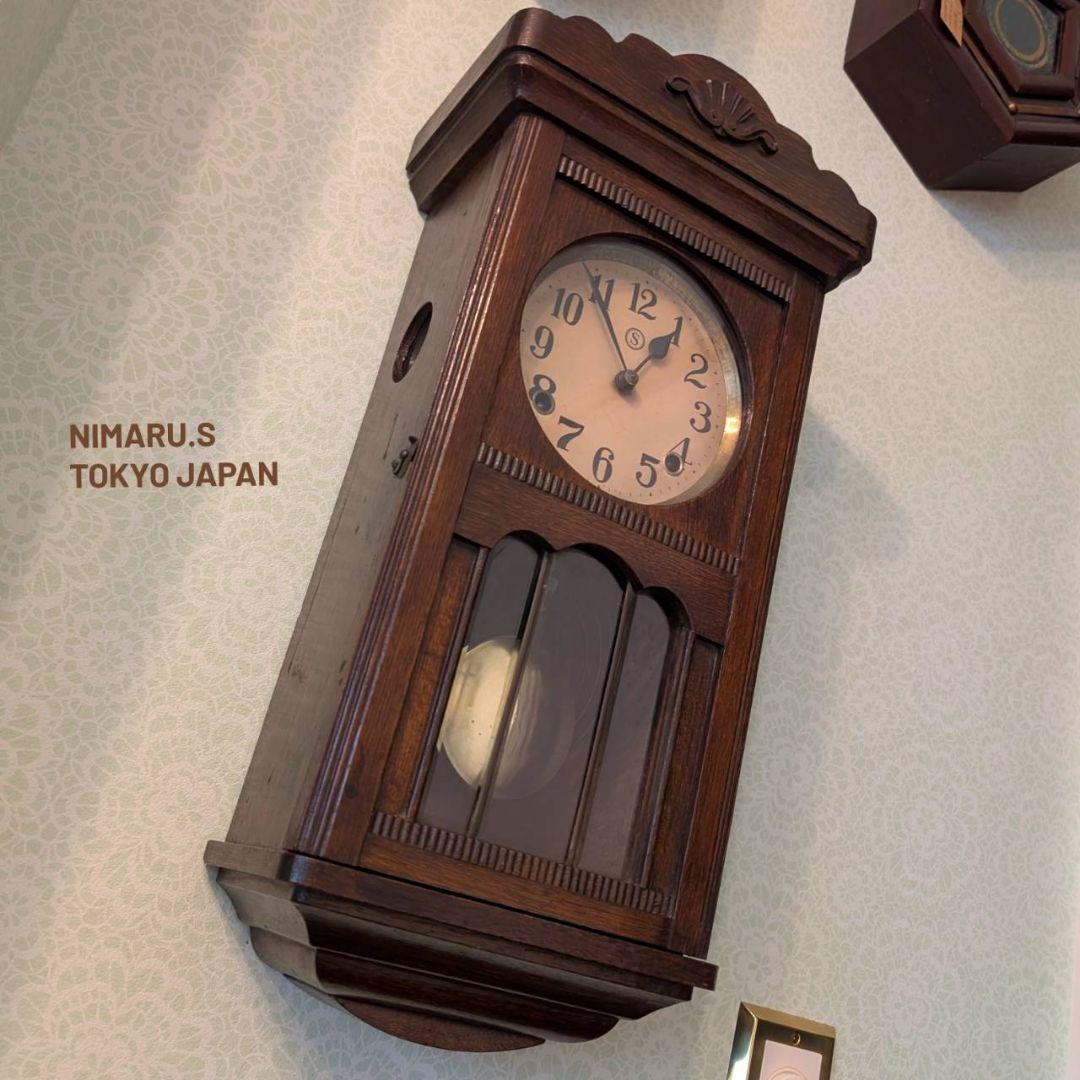 アンティーク掛時計　古時計ゼンマイ掛時計　振り子時計