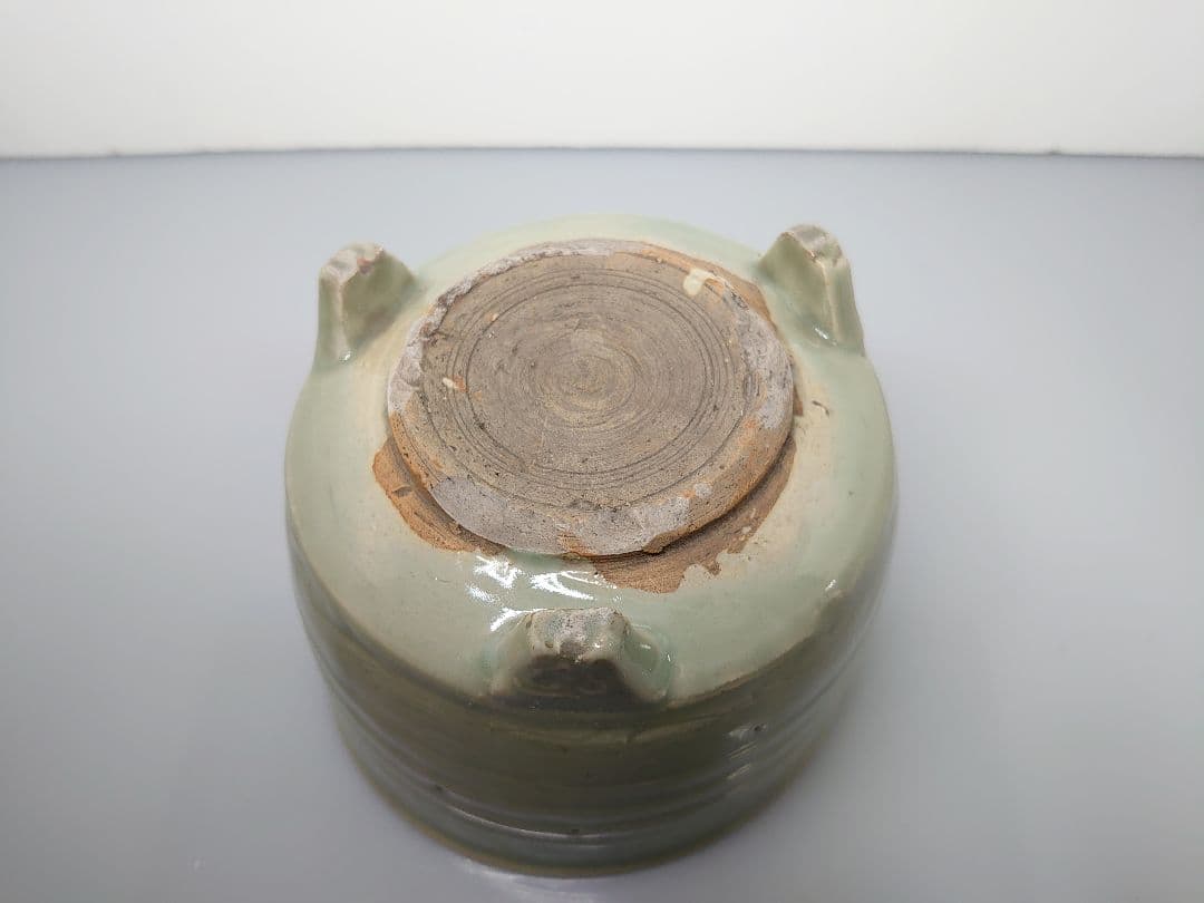 中国古玩 古美術 明時代 龍泉窯 天龍寺青磁三足香炉 大型 唐物  茶道具