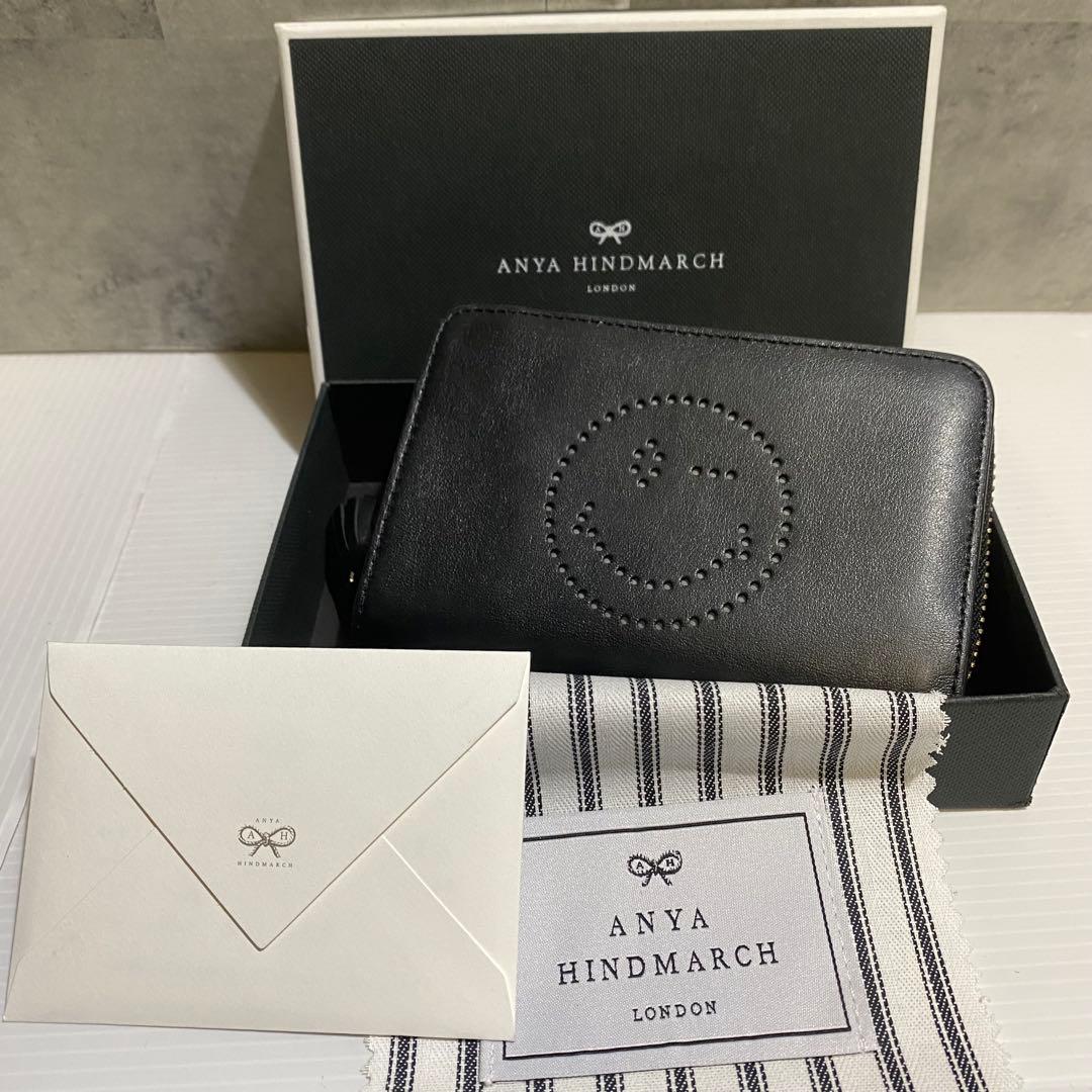 【美品】ANYA HINDMARCH　スマイリー2つ折り財布　ブラック