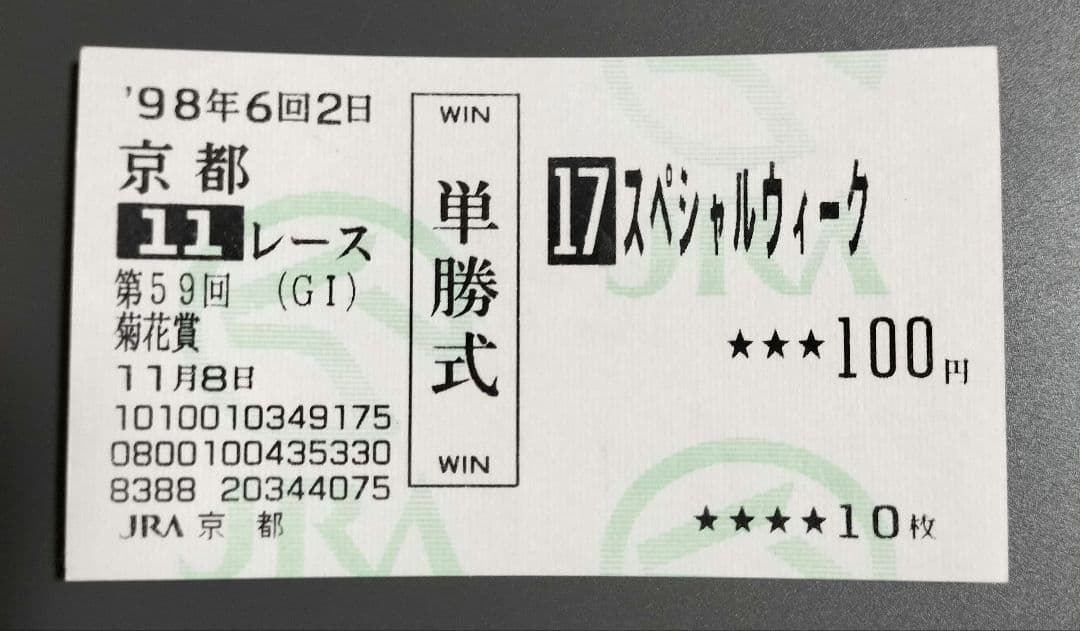 ★ウマ娘馬券★ スペシャルウィーク 第59回菊花賞 現地単勝馬券